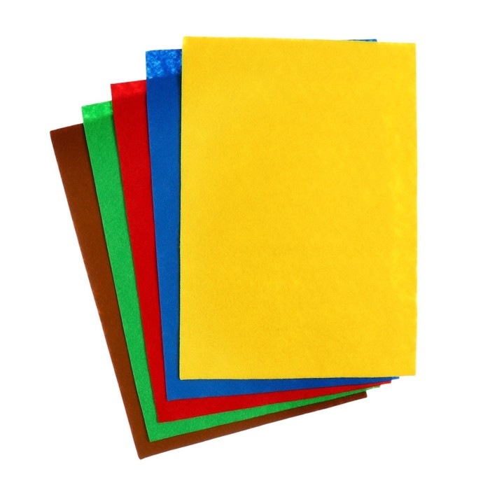 Фетр цветной набор, толщина-1 мм, формат А4, мягкий, 5 листов, 5 цветов, яркие цвета Фетр цветной набор, толщина-1 мм, формат А4, мягкий, 5 листов, 5 цветов, яркие цвета