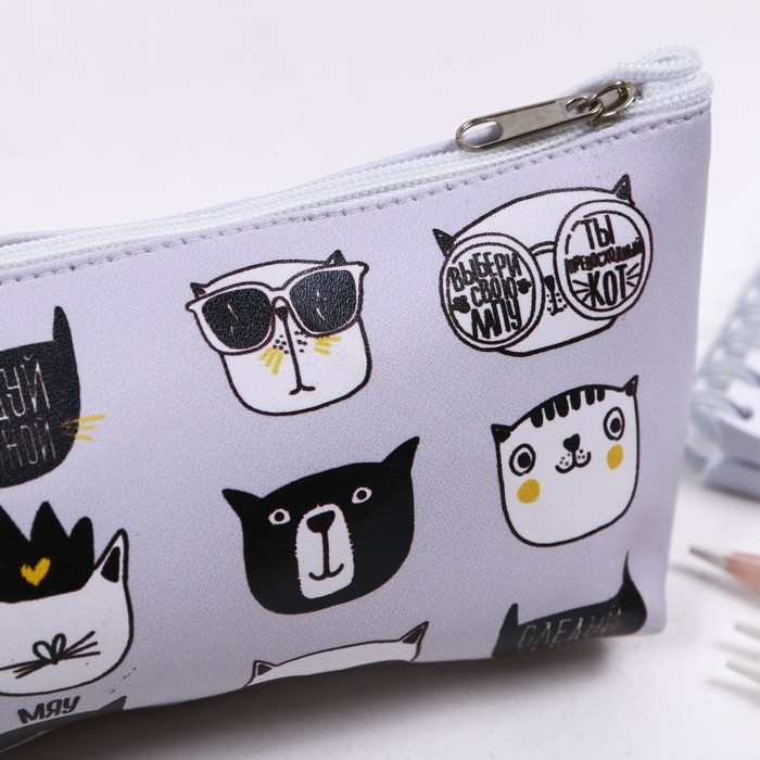 Пенал мягкий 1 отделение, 80 х 190 х 40 мм, объёмный, искусственная кожа, Пенал мягкий 1 отделение, 80 х 190 х 40 мм, объёмный, искусственная кожа, "Следуй за мной"