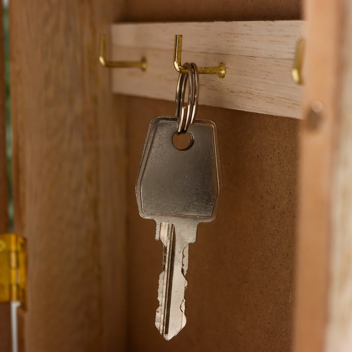 Ключница дерево 6 крючков Ключница дерево 6 крючков "Белые пальмовые листья" 25,5х20,5х6,5 см МИКС