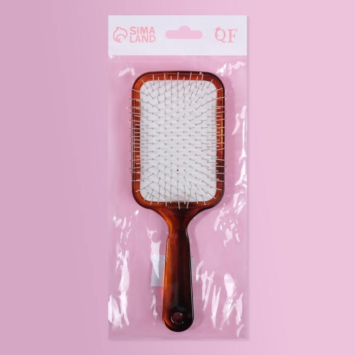 Расчёска массажная, широкая, 9 × 24,5 см, цвет «янтарный»