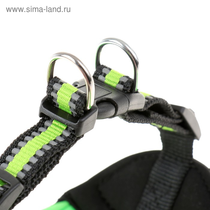 Шлейка супермягкая со светоотражающей прошивкой, обхват 48-54 см, зелёная Шлейка супермягкая со светоотражающей прошивкой, обхват 48-54 см, зелёная