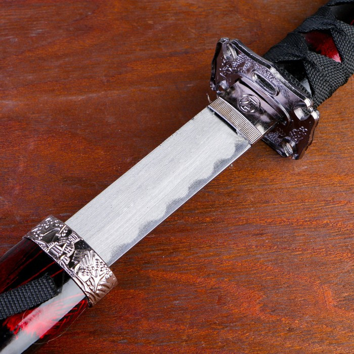 Сув. изделие катаны 3в1 на подставке, ножны дерево, черные с дымкой бордо глянец 51/77/100см Сув. изделие катаны 3в1 на подставке, ножны дерево, черные с дымкой бордо глянец 51/77/100см