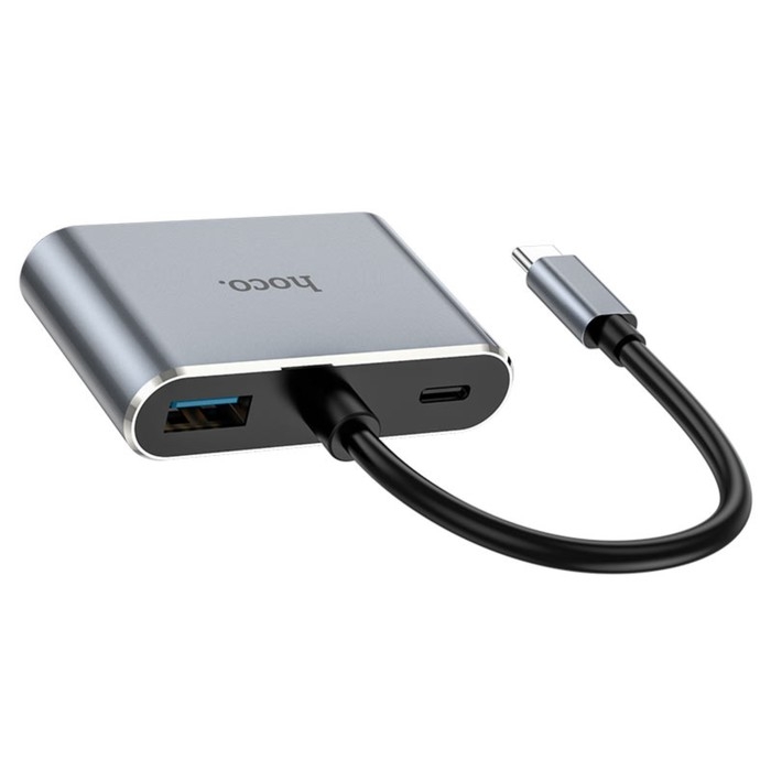 Адаптер Hoco HB30, HDMI/VGA/USB3.0/PD 15 см, серый Адаптер Hoco HB30, HDMI/VGA/USB3.0/PD 15 см, серый