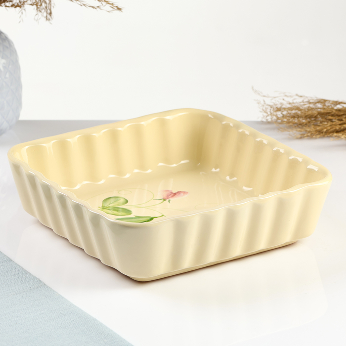 Емкость для запекания  Емкость для запекания "Волна квадратная" 1,5л / 6,5х23х23см, горошек