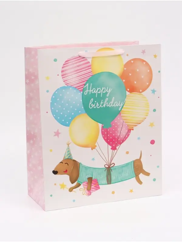 Пакет подарочный ламинированный, упаковка, &laquo;Happy birthday&raquo;, XL 49&times;40&times;19 см