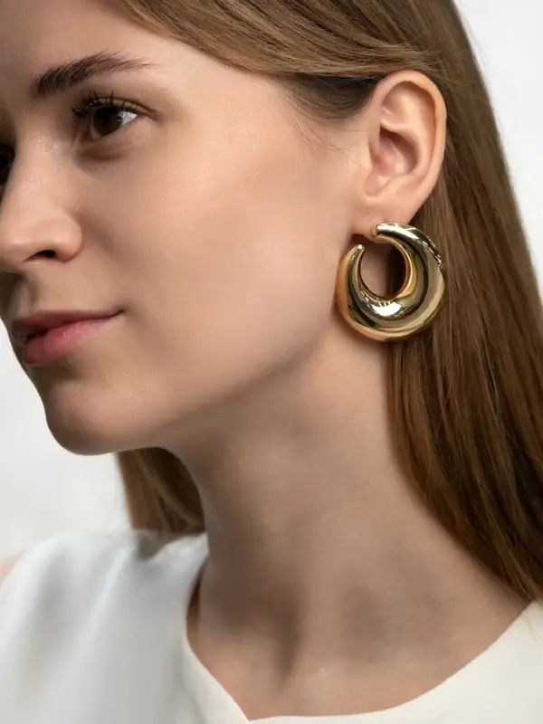 Серьги металл &laquo;Кольца&raquo;, полумесяц, цвет золото