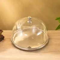 Тортовница со стеклянной крышкой 20,5х20,5х16 см, нерж. сталь
