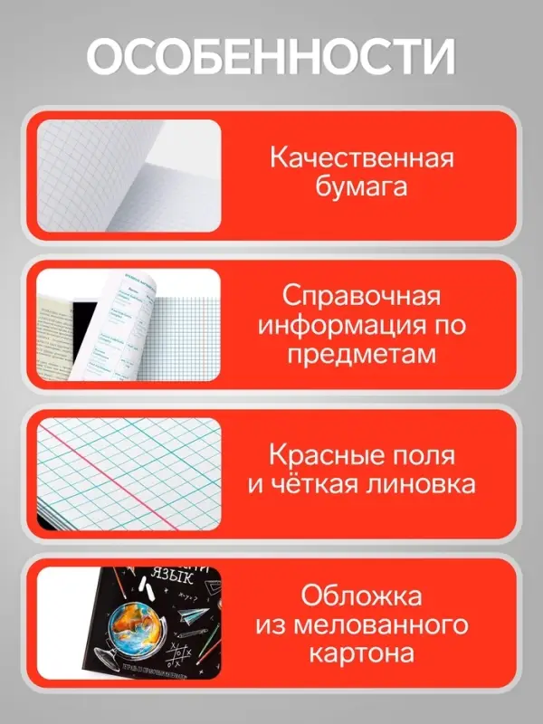 Набор предметных тетрадей Calligrata &laquo;Доска&raquo;, 12 предметов, 48 листов, со справочным материалом, обложка из мелованного картона