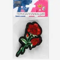 Термоаппликация «Роза», с пайетками, 9×5 см, красная