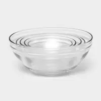 Салатники Доляна &laquo;Классика&raquo; с крышками, набор 5 шт.: 900/500/350/200/130 мл, стекло, голубые