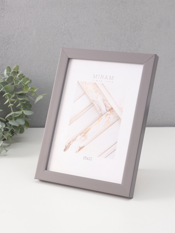 Фоторамка пластик Фоторамка пластик "МИРАМ" 15х21 см, т.серый