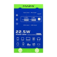 Внешний аккумулятор Maimi Mi28, 10000 мАч, 2 USB, Type-C, microUSB, 22.5 Вт, прозрачный