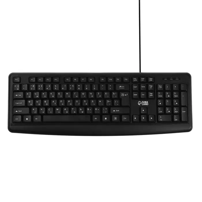 Клавиатура компьютерная Sima-Land SL-01, проводная, мембранная, 104 клавиши, USB, 1.5 м, черная