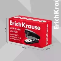 Степлер ErichKrause Clippy mini Classic, №24/6, 26/6, до 15 листов, чёрный