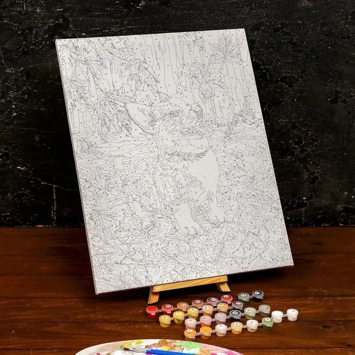 Картина по номерам на холсте с подрамником Картина по номерам на холсте с подрамником "Корги в осенней листве" 40*50 см