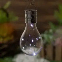 Садовый светильник &laquo;Лампочка&raquo;, уличный, на солнечной батарее, 8&times;14&times;8 см, 5 LED, свечение белое
