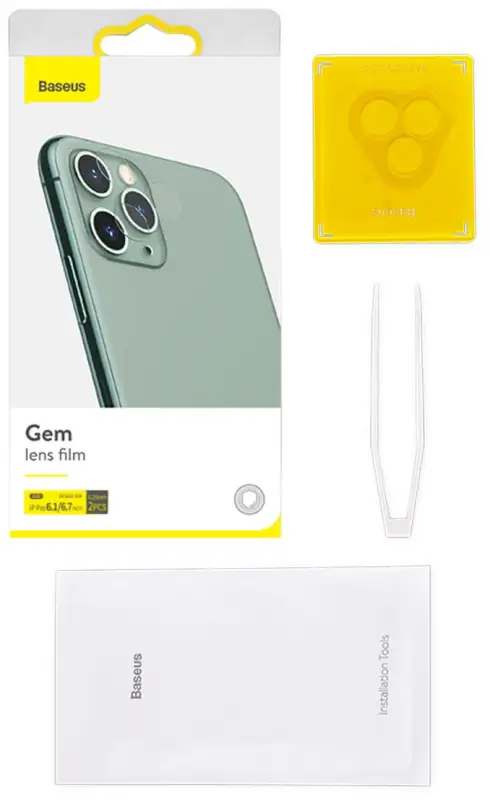 Защитное стекло для камеры iPh 12 Pro/12 Pro Max Baseus 0.25mm 2 шт Защитное стекло для камеры iPh 12 Pro/12 Pro Max Baseus 0.25mm 2 шт