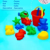 Набор игрушек для песочницы, 12 предметов: 8 формочек, совок, лейка, грабли, ведро, МИКС