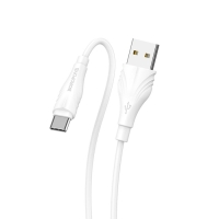 Кабель Borofone BX18, Type-C - USB, 3 А, 1 м, PVC оплётка, белый