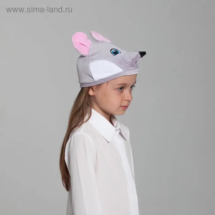 Карнавальная шапка «Мышка», велюр, хлопок, р-р 52-57 Карнавальная шапка «Мышка», велюр, хлопок, р-р 52-57