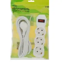 Удлинитель Luazon Lighting ECO, 3 розетки, 4.5 м, 16 А, 3500 Вт, ПВС 3&times;1 мм2, с заземлением, с выключателем