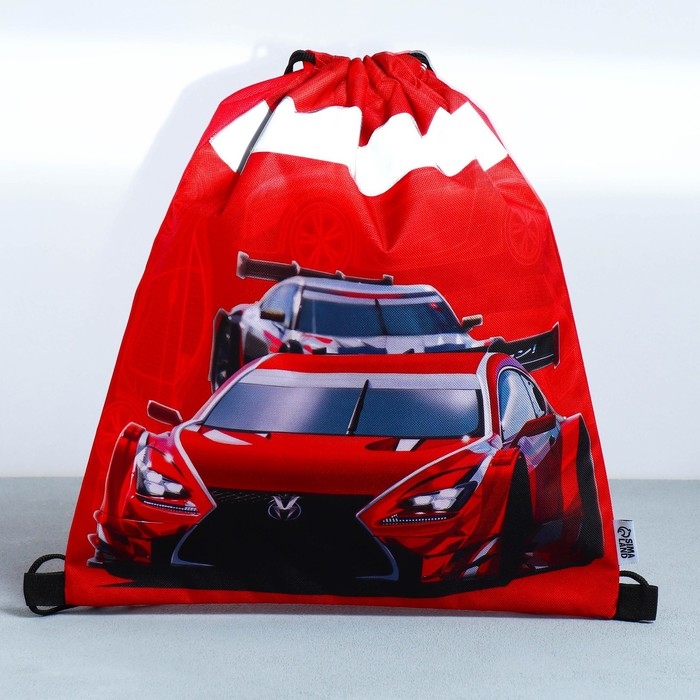 Мешок для обуви со светоотражающим элементом «Гоночная тачка» 30 х 40 см