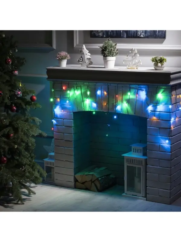 Гирлянда &laquo;Бахрома&raquo; 3&times;0.5 м, IP20, тёмная нить, 80 LED, свечение мульти, 8 режимов, 220 В