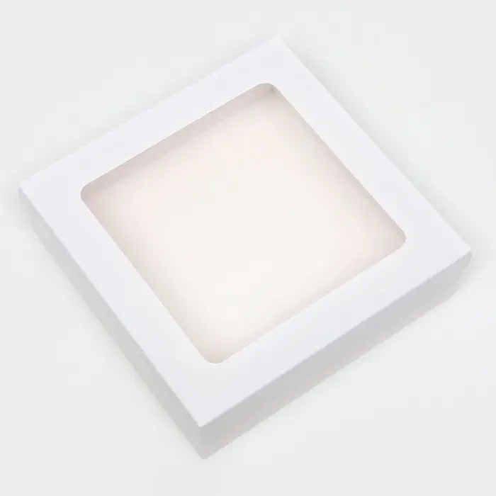 Коробка подарочная складная, упаковка, крышка - дно, с окном, белая, 23&times;23&times;6.5 см