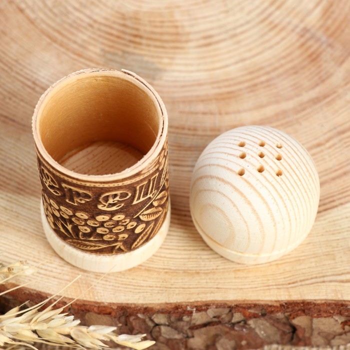 Солонка  Солонка "Рябинка" (перец), 4х9 см, береста