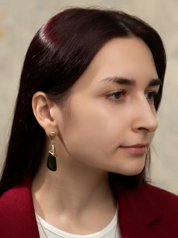 Серьги акрил &laquo;Капля каллы&raquo;, зелёные в золоте