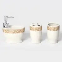 Аксессуары для ванной Доляна &laquo;Мрамор&raquo;, 3 предмета, дозатор с подставкой 550 мл, 2 стакана, белые