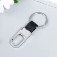 Брелок металл "Карабин полуовал вставка из искусственной кожи" чёрный 8,2х3,2 см