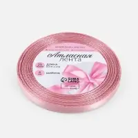 Лента атласная, 6 мм, 23&plusmn;1 м, розовая