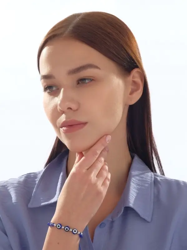 Браслет-оберег &laquo;Глазик&raquo; трио, цвет синий, d=6 см