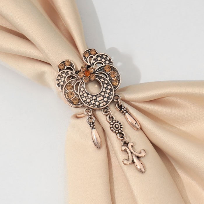 Кольцо для платка «Лилия графская», цвет золотой в чернёном золоте Кольцо для платка «Лилия графская», цвет золотой в чернёном золоте