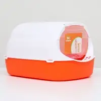 Туалет-домик для кошек 43&times;32&times;28 см, белый, красный