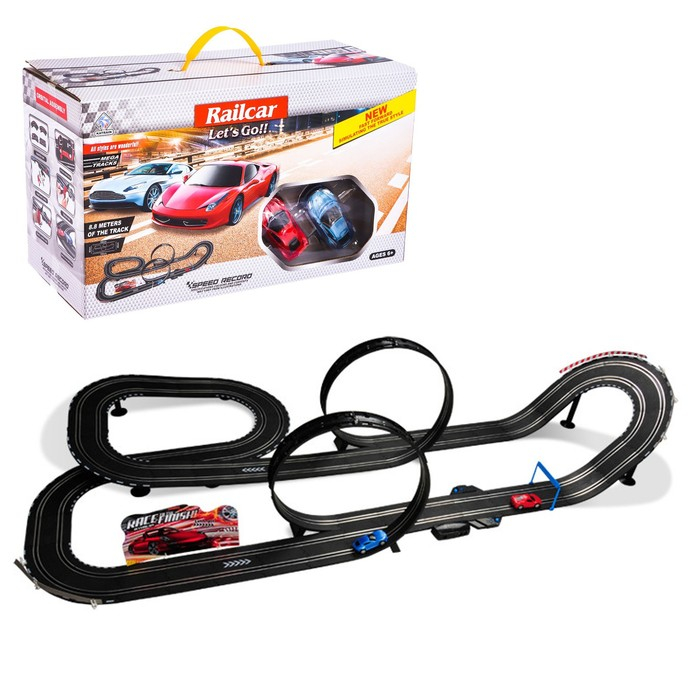 Автотрек «Гонки на суперкарах», с 2 машинами, пульт + ручной генератор, работает от сети Автотрек «Гонки на суперкарах», с 2 машинами, пульт + ручной генератор, работает от сети