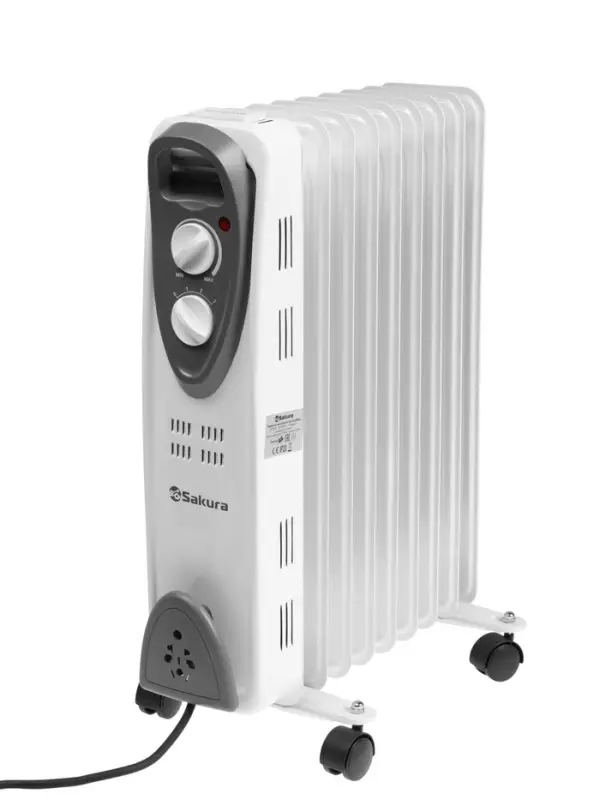 Обогреватель масляный Sakura SA-0329WG, 2000 Вт, до 20 м&sup2;, 9 секций, механический, 3 режима