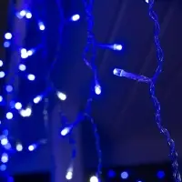Гирлянда &laquo;Бахрома&raquo; 3&times;0.6 м, IP44, УМС, прозрачная нить, 160 LED, свечение синее, мерцание белым, 220 В