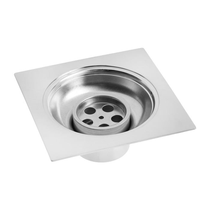 Трап ZEIN engr, 100х100 мм, вертикальный, с трубой, внеш/внутр d=40/37 мм, нержа сталь, хром Трап ZEIN engr, 100х100 мм, вертикальный, с трубой, внеш/внутр d=40/37 мм, нержа сталь, хром