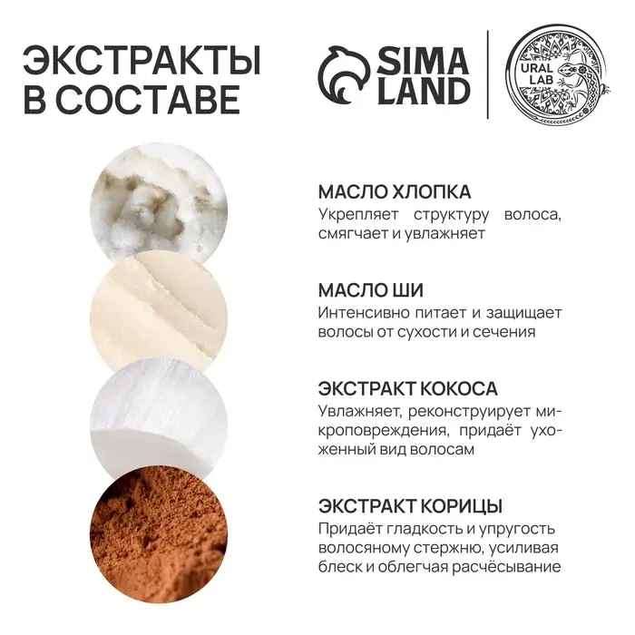 Бальзам для волос, комплекс масел и экстрактов, укрепление и восстановление, 470 мл, URAL LAB