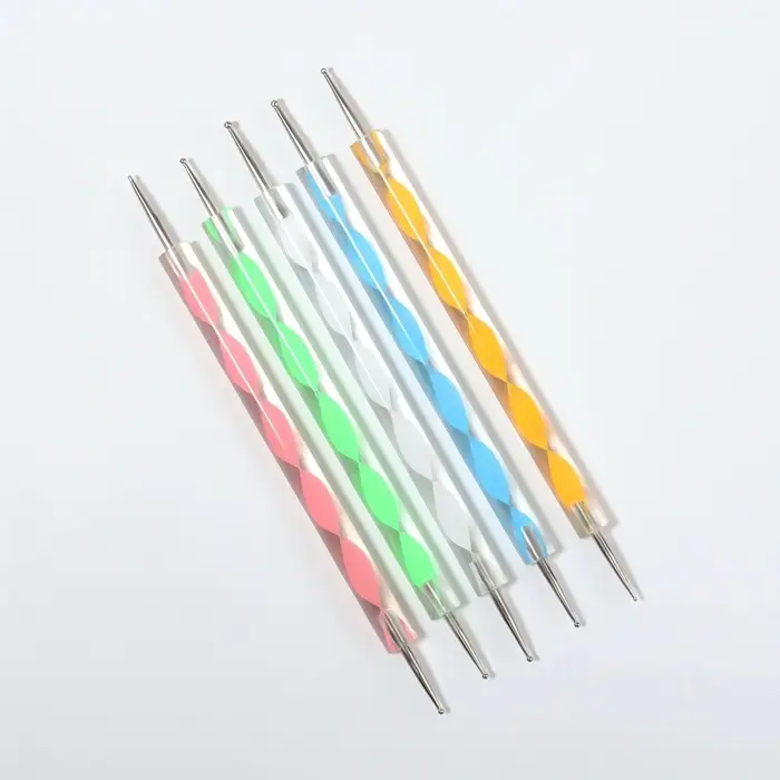 Дотсы двусторонние для дизайна ногтей, 5 шт., 13 см, d = 0,5/1/1,5/2/3 мм, разноцветные