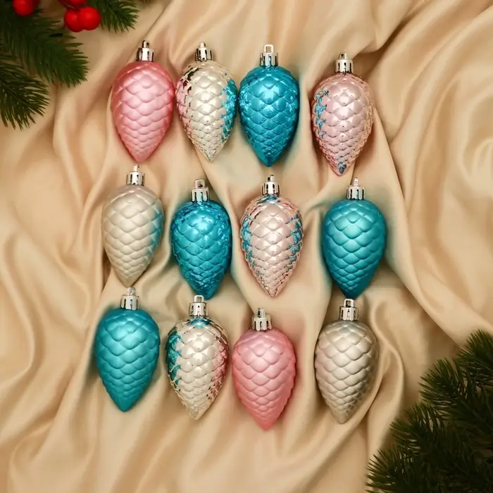 Ёлочные игрушки 12 шт. &laquo;Шишка&raquo; 6 см, МИКС