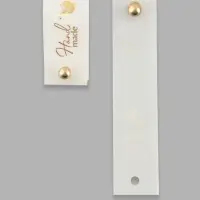 Бирка с кнопкой Hand made, 8&times;1.8 см, 10 шт., цвет золотой, белый