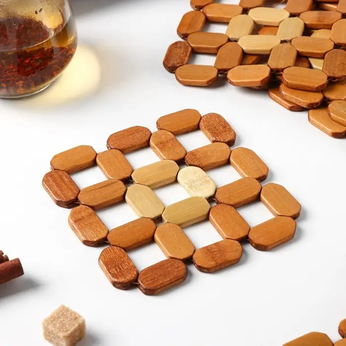 Подставка под горячее Доляна «Бамбук», под кружку, бамбук, 12×12 см Подставка под горячее Доляна «Бамбук», под кружку, бамбук, 12×12 см