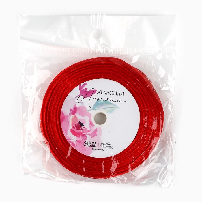 Лента атласная декоративная «От всего сердца», красная, 1 см х 22.5 м Лента атласная декоративная «От всего сердца», красная, 1 см х 22.5 м