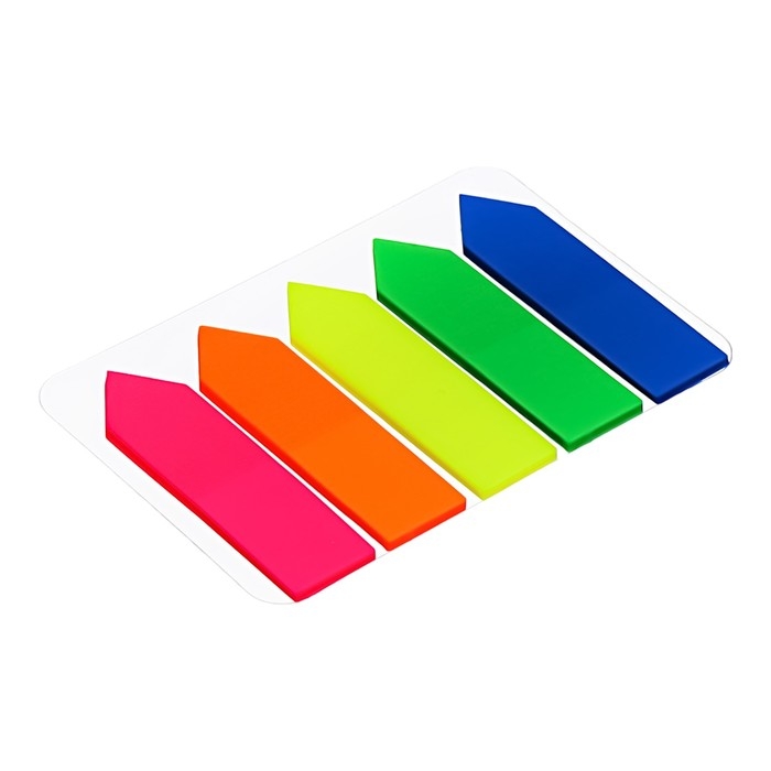 Закладки с клеевым краем пластиковые, 12х45 мм, ErichKrause, Закладки с клеевым краем пластиковые, 12х45 мм, ErichKrause, "Neon Arrows", 125 листов, 5 цветов