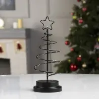 Светодиодная фигура &laquo;Ёлка чёрная&raquo; 12&times;25&times;12 см, металл, от батареек АААх3, свечение тёплое белое