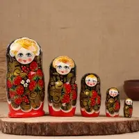 Матрёшка дерево &laquo;Галина&raquo;, хохлома, 5-кукольная, 19 см