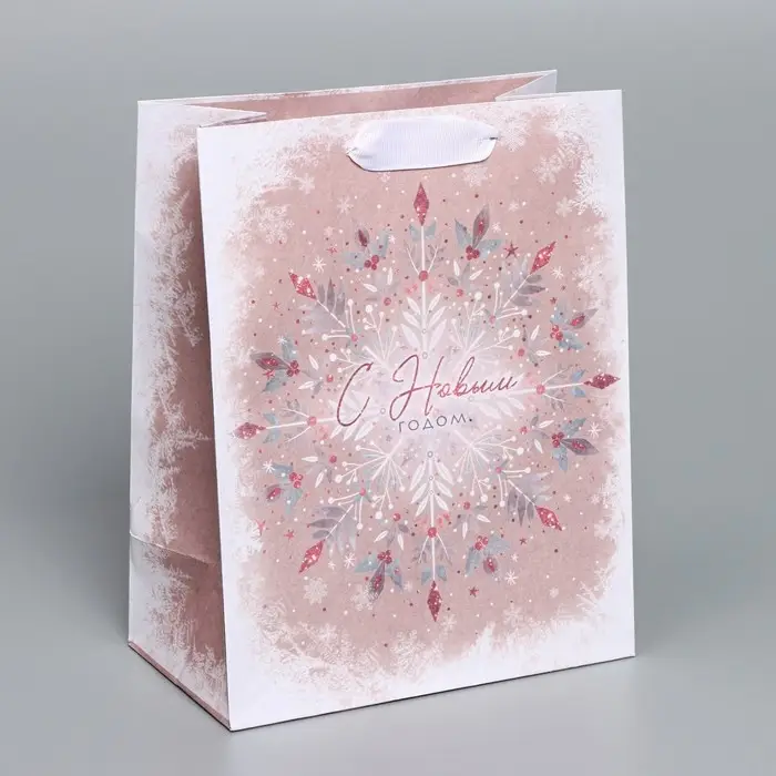 Пакет крафтовый вертикальный &laquo;Снежинка&raquo;, MS 18 &times; 23 &times; 10 см